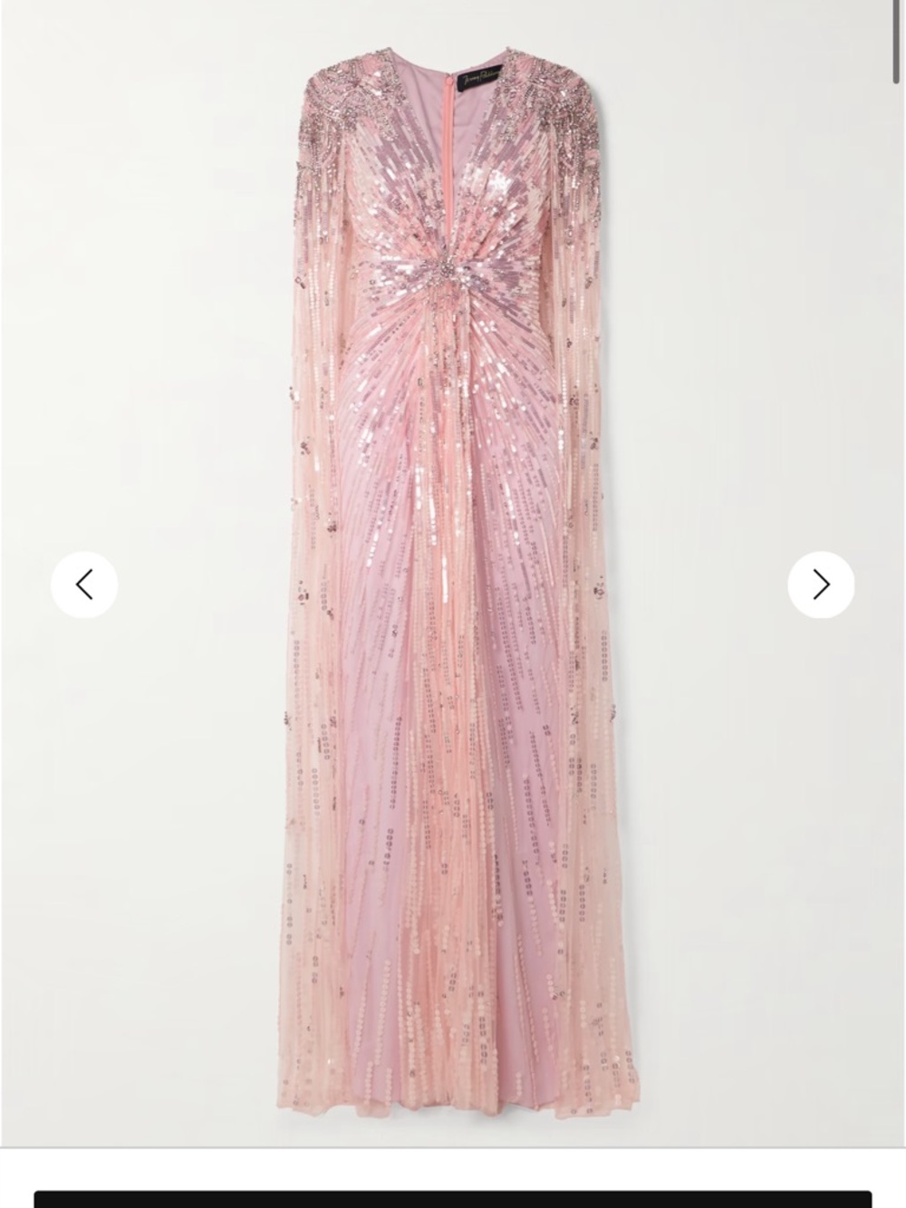 Jenny Packham Blush Pink Sequin Cape Gown